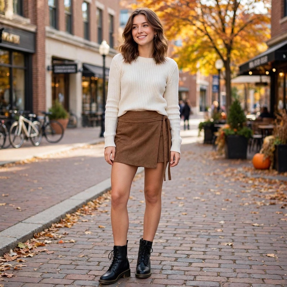 She + Sky Brown Wrap Mini Skorts